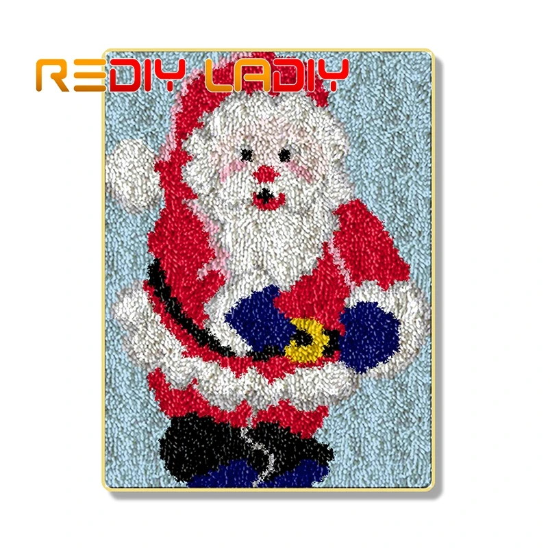 Latch Hook Kits Make Your Own Rug Santa Clause Crocheting Cushion DIY Carpet Set Acrylic Yarn Printed Canvas Hobby &amp Crafts | Дом и сад