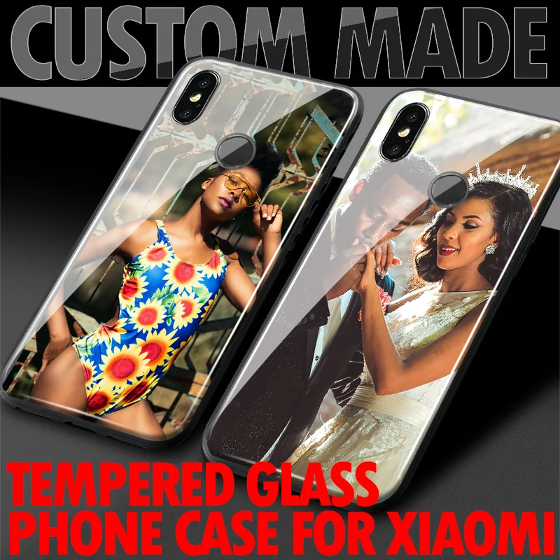 Custom made diy photo Customize image Glass Silicone Phone Case For Xiaomi Mi 8 9 10 SE Mix 2 2S MAX 3 redmi note 9 8 5 6 7 PRO