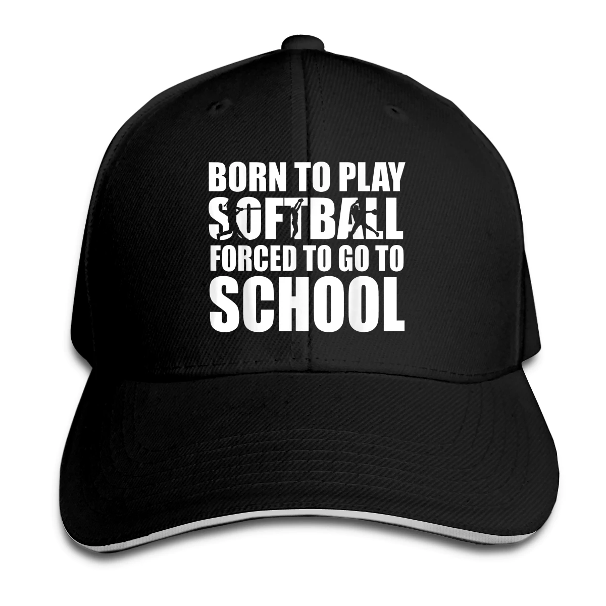 

Born To Play Softball Forced To Go To School Hat Baseball Cap for Men Women Fashion Adjustable Sun Hat