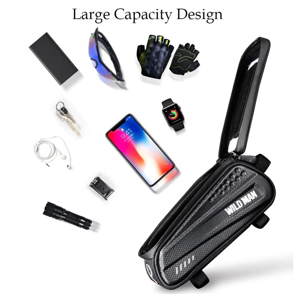 Mountain Bike Bag Phone Front Frame Waterproof Bicycle Top Tube Touch Screen Mobile Mount Pack Accessories CW | Спорт и развлечения