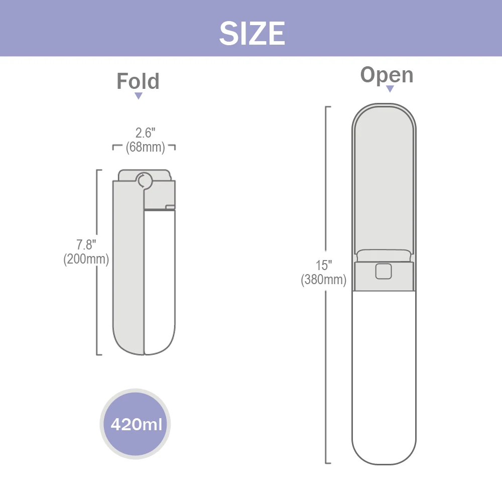 

Portable Pet Dog Water Bottle Dogs Cats Travel Drinking Bowl Outdoor Pets Water Feeder Dispenser for Small Large Dogs Cats 420ml