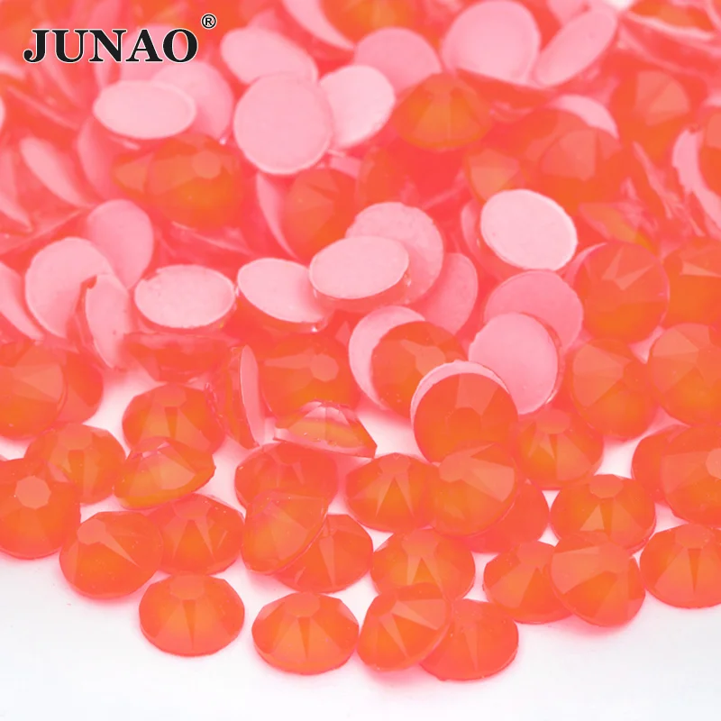 JUNAO SS20 неоновые стеклянные стразы для ногтей с плоской задней стороной, стеклянные стразы, стразы для обуви - Цвет: Neon Orange