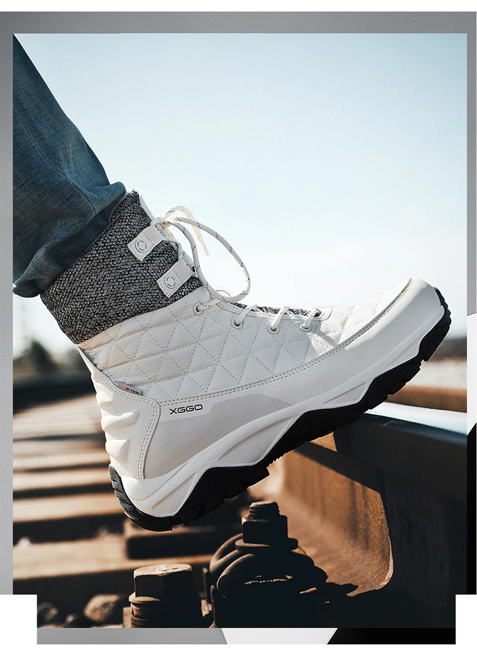 XIANG GUAN Man Hiking Shoes Men Waterproof Plush Warm High Top Climbing Mountain Tactical Boots Outdoor Sports Trekking Sneakers