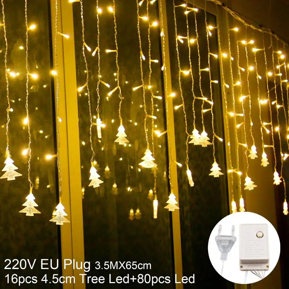 EU Plug 220V QIFU Рождественская елка занавеска С лосями светильник Счастливого Рождества Декор для дома Рождество украшения Рождественские подарки Navidad год - Color: EU Plug 220V