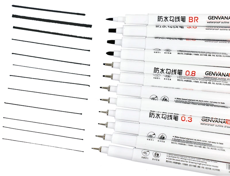 Черные чернила водонепроницаемая чернильная ручка с крючком тонкая игольчатая