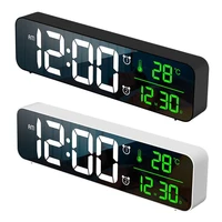 68ue electronic led digital large display morning alarm clock music brightness usb rechargeable clock snooze timer for home