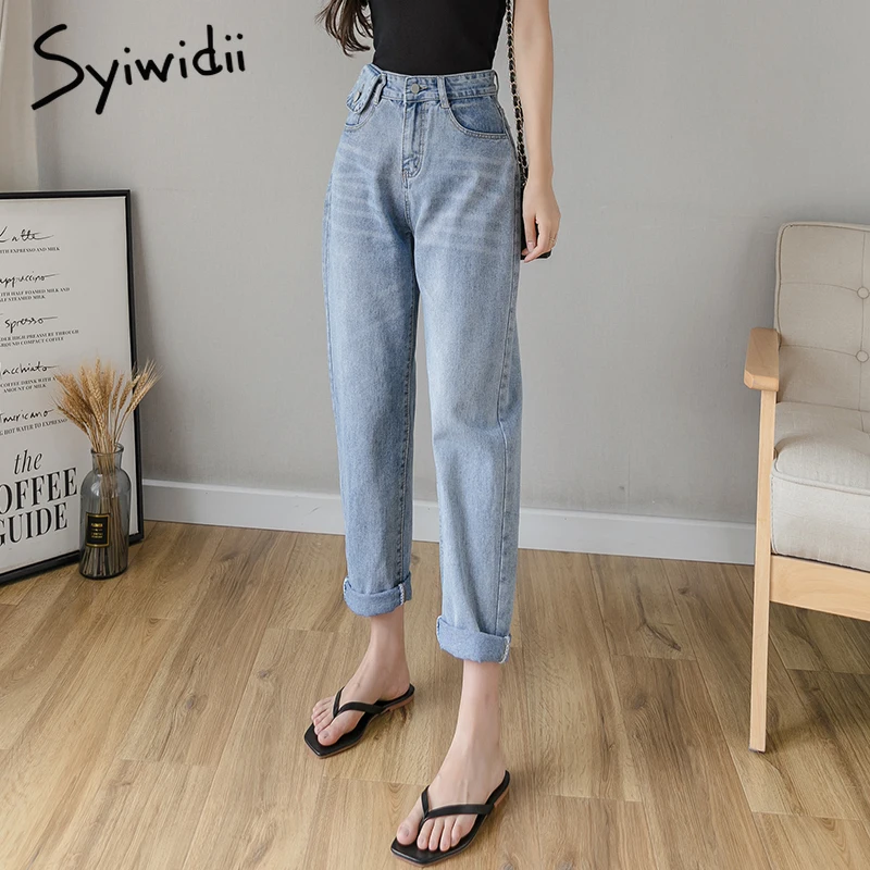 Syiwidii джинсы новые для женщин большие размеры с высокой талией уличный стиль