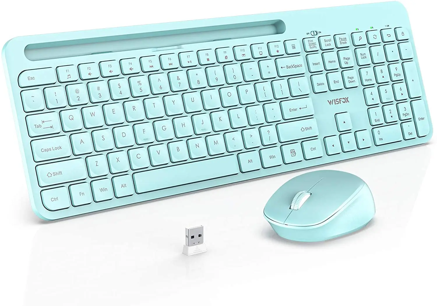 

Беспроводная клавиатура и мышь, эргономичная USB-клавиатура WisFox 2,4G с держателем для телефона, полноразмерная клавиатура и мышь