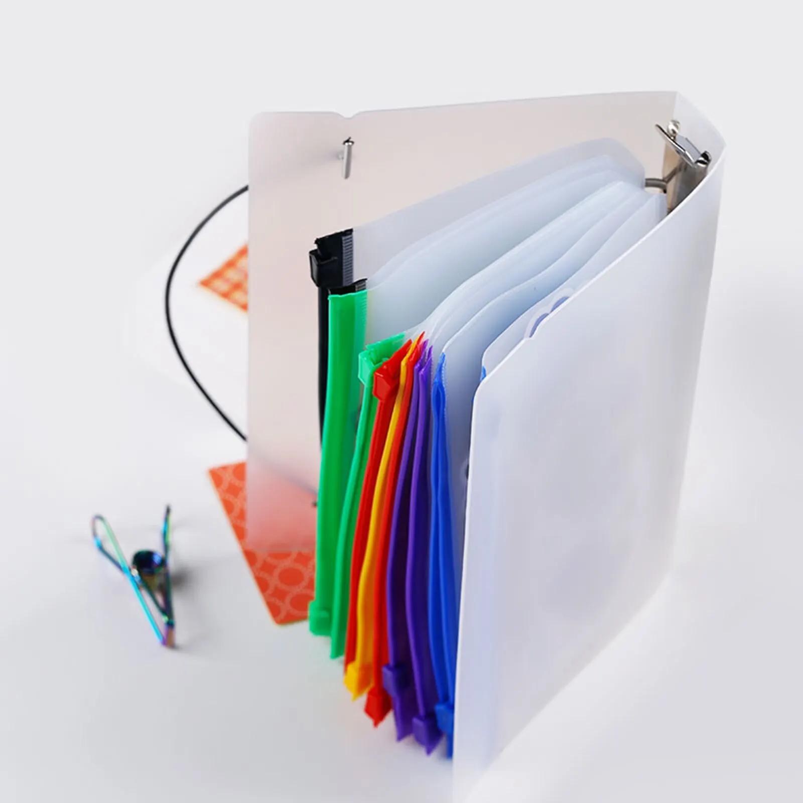 

Transparent Loose Leaf Pouch A6 Binder Zipper Folders 6 Holes For 6-Ring Notebook A6 24pcs Pockets Filing Bags