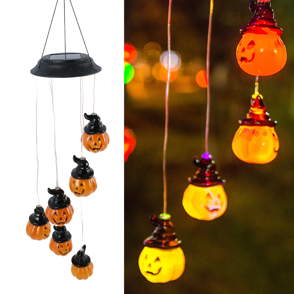 

Светодиодная Подвесная лампа в виде тыквы, черепа, меняющая цвет от солнечной батареи