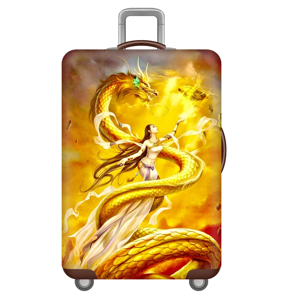 Funda de equipaje de viaje elástica con estampado 3D de dragón Animal, cubierta protectora para maletero, aplicable a 18-32 pulgadas