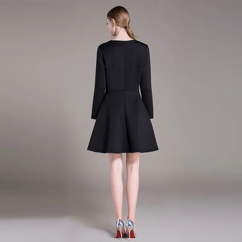 Женское платье трапециевидной формы TAOYIAZHUAI плотное выше колена с круглым вырезом