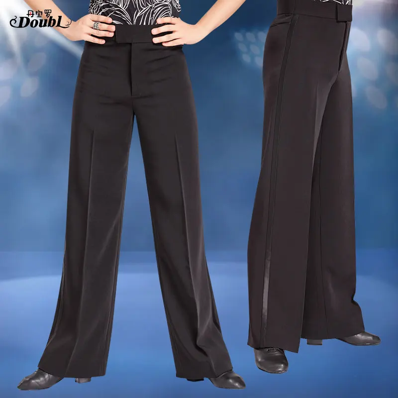 Мужские стандартные штаны для бальных танцев DOUBL брюки взрослых тренировочные