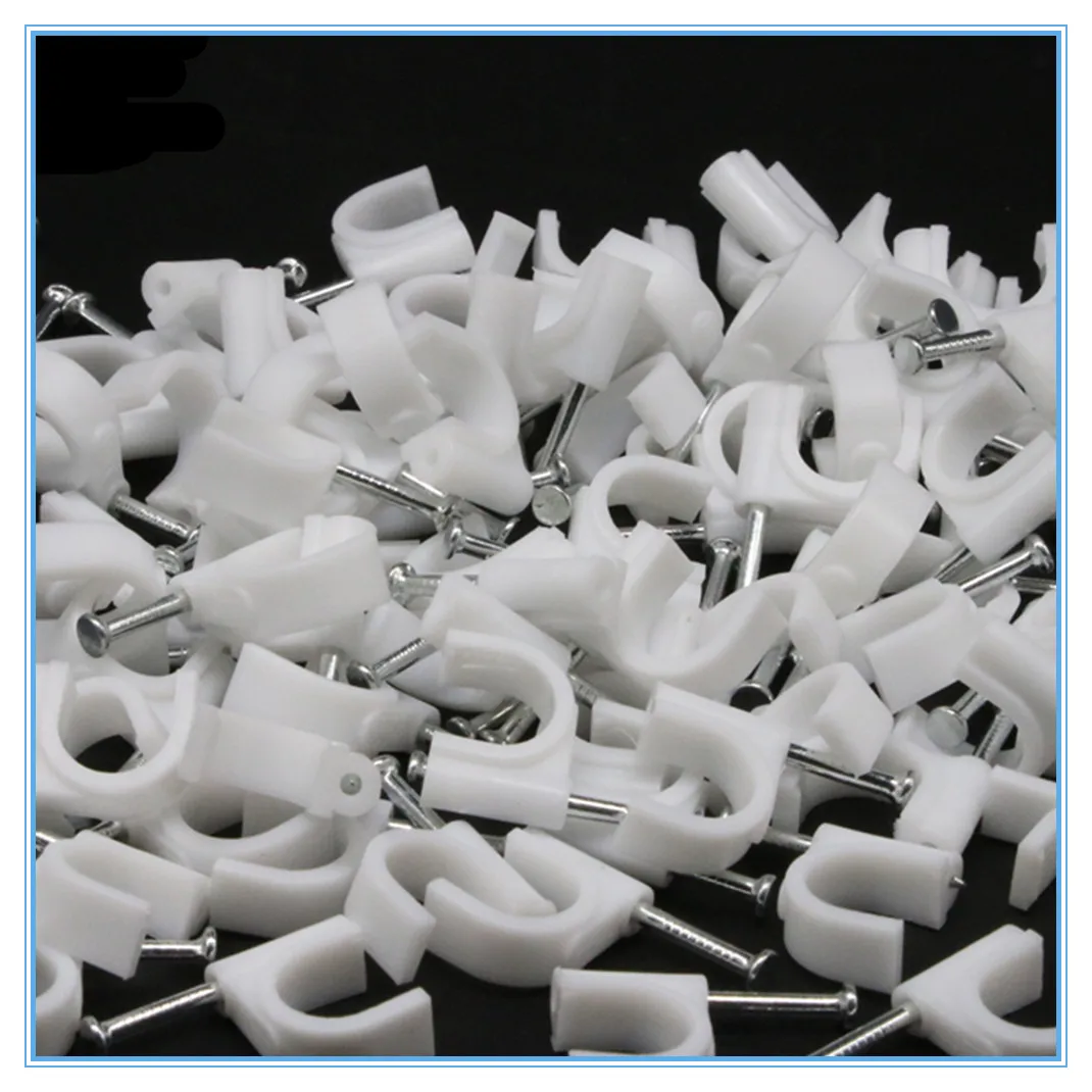 100pcs Cable fixed 5mm Flat or Round Circle Path cable clips with Nail Wire U Clamp | Строительство и ремонт