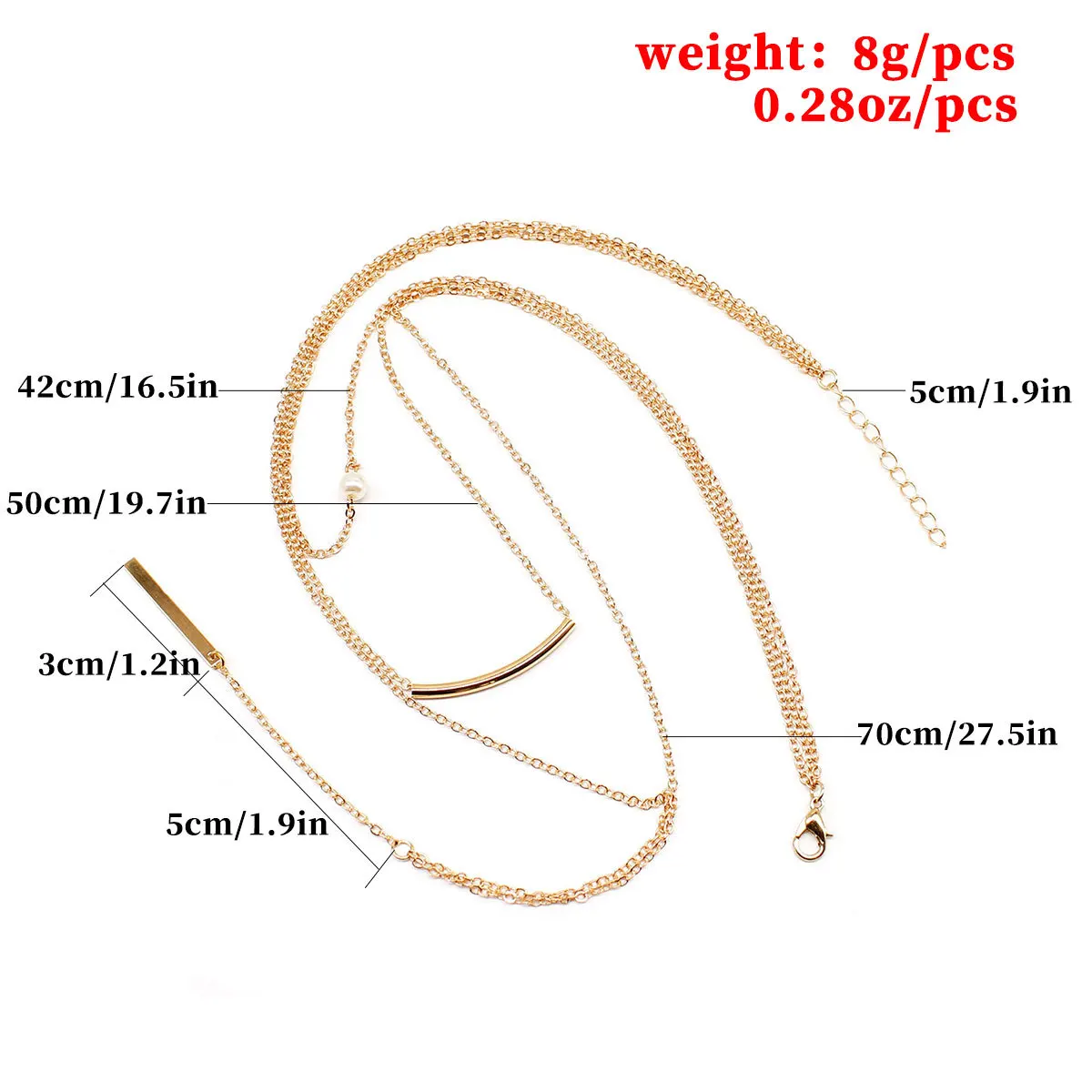 Простая Длинная цепочка жемчужное ожерелье простое металлическое многослойное
