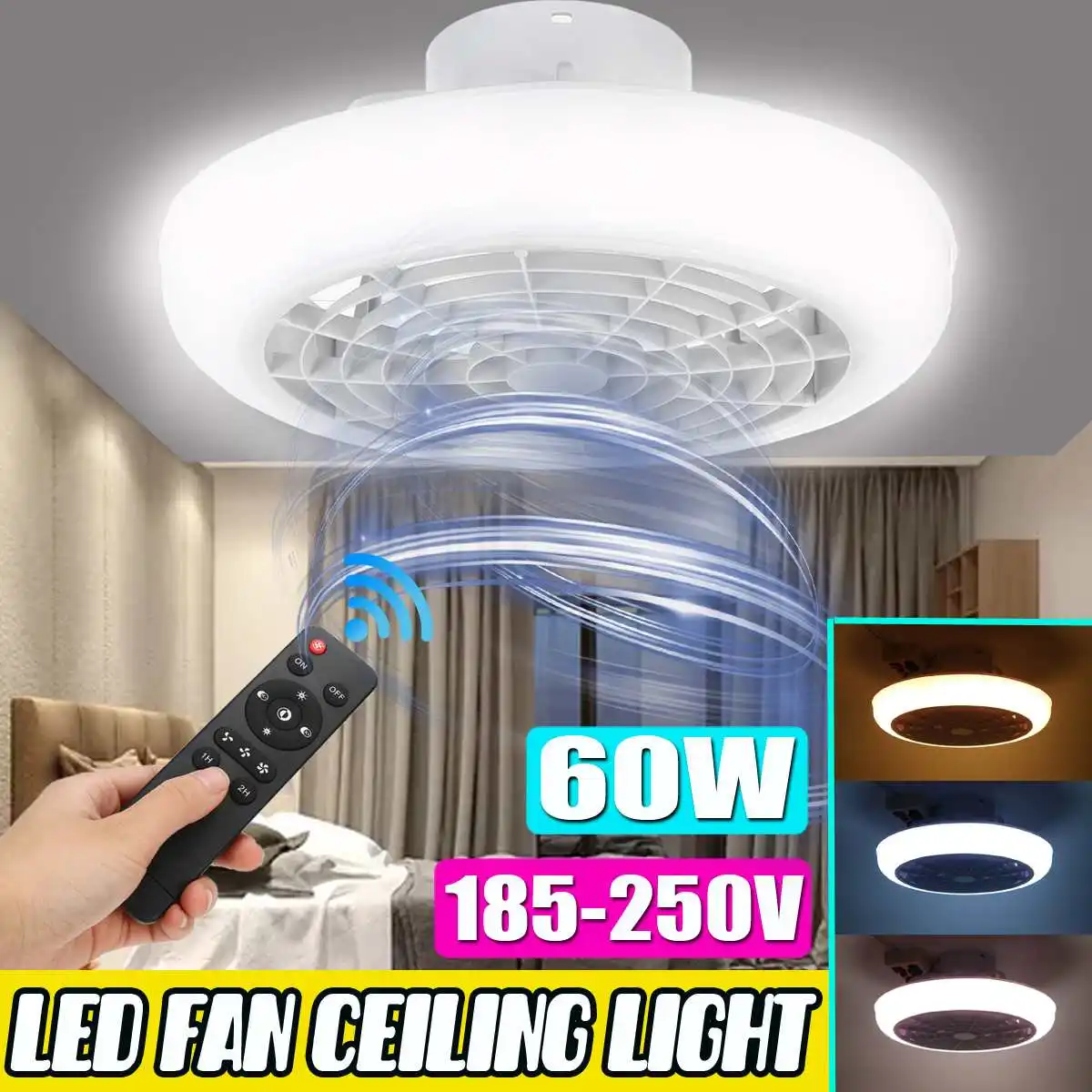 

45CM Intelligent Ceiling Fan with LED Lights Lamp Electric Fan Bedroom Decorative Ventilator Fan Lamp With Remote Control