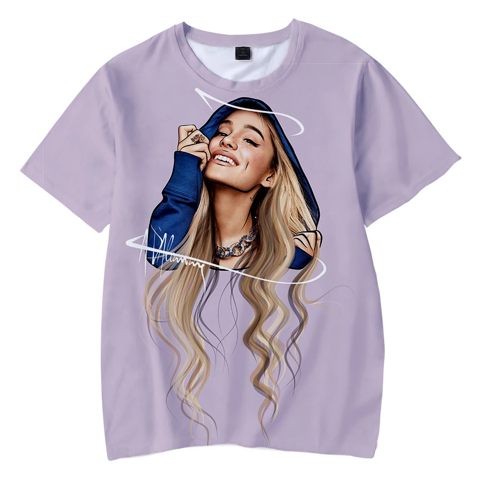 Футболка с 3D принтом «Thank you next Ariana Grande», милая Повседневная модная летняя футболка с круглым вырезом и короткими рукавами для детей