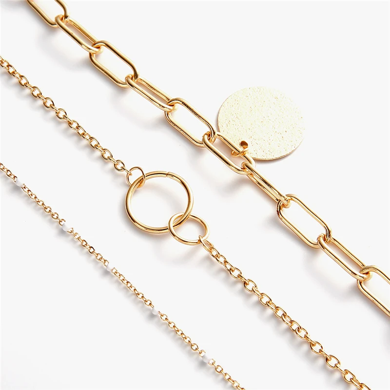 

Golden Round Bead Double Circle Bracelet Fashion Party Accessories for Women 2021
