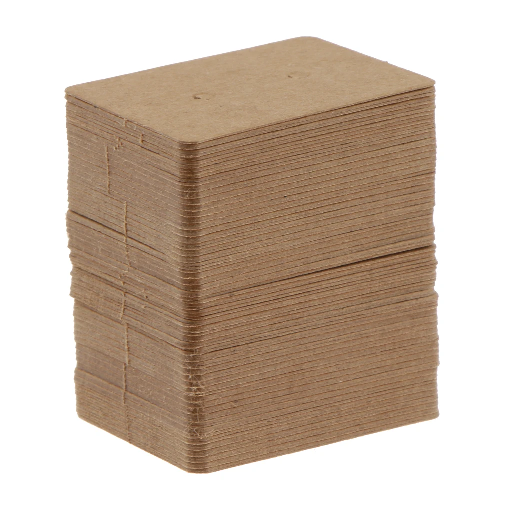 Упаковка из 100 Прямоугольных Плоских крафт бумаги пустые серьги гвоздики витрины