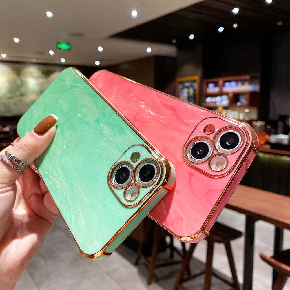 Роскошный позолоченный мраморный чехол для iPhone 13 Pro Max 12 11 Xs X Xr 7 8 Plus