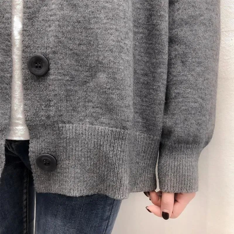

Sweaters Cardigan Women Solid Long Sleeve Single Breasted Simple Autumn Outwear Elegant Retro Button All-match Casual Beauty