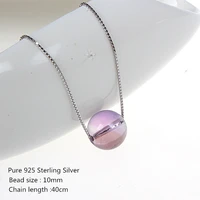 buyee pure 925 sterling silver fashion necklace women 10mm natural amethyst bead necklace chain for women ladies wedding jewelry