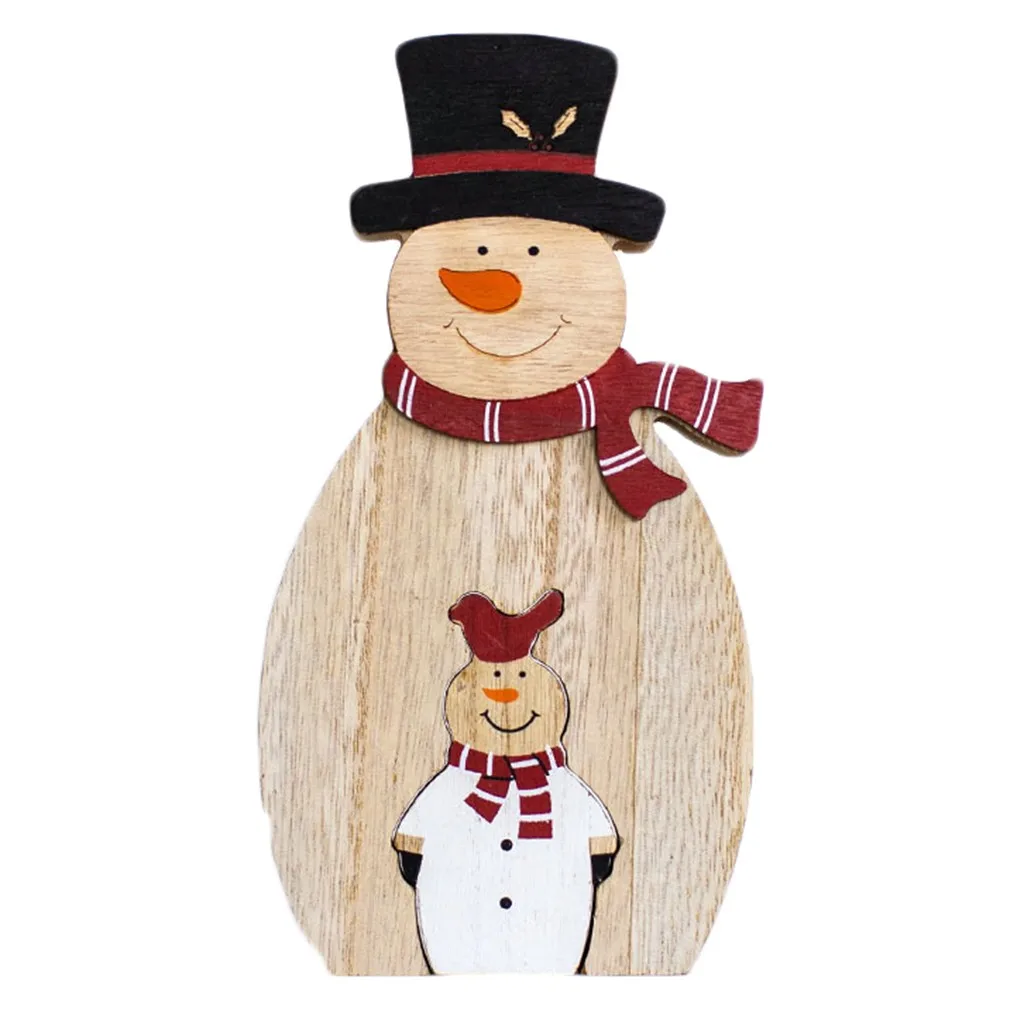 Деревянные Мини Рождественские елки настольные украшения с рождественской