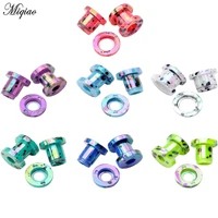 miqiao 2 pcs 2 12mm acrylic spotted thread hollow channel earrings body piercing plugs and tunnels ear reamer