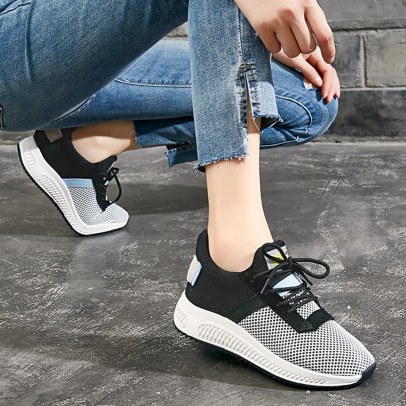 Женские кроссовки увеличивающие рост 4 см дышащая сетчатая женская обувь для