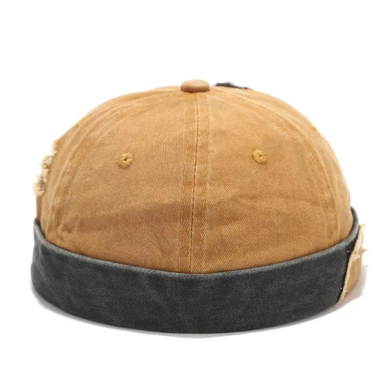

Ldslyjr Vintage Docker Cap Brimless Hat Breathable Beanie Hats Cotton Adjustable Patchwork Landlord Sailor Cap Men and Women 02