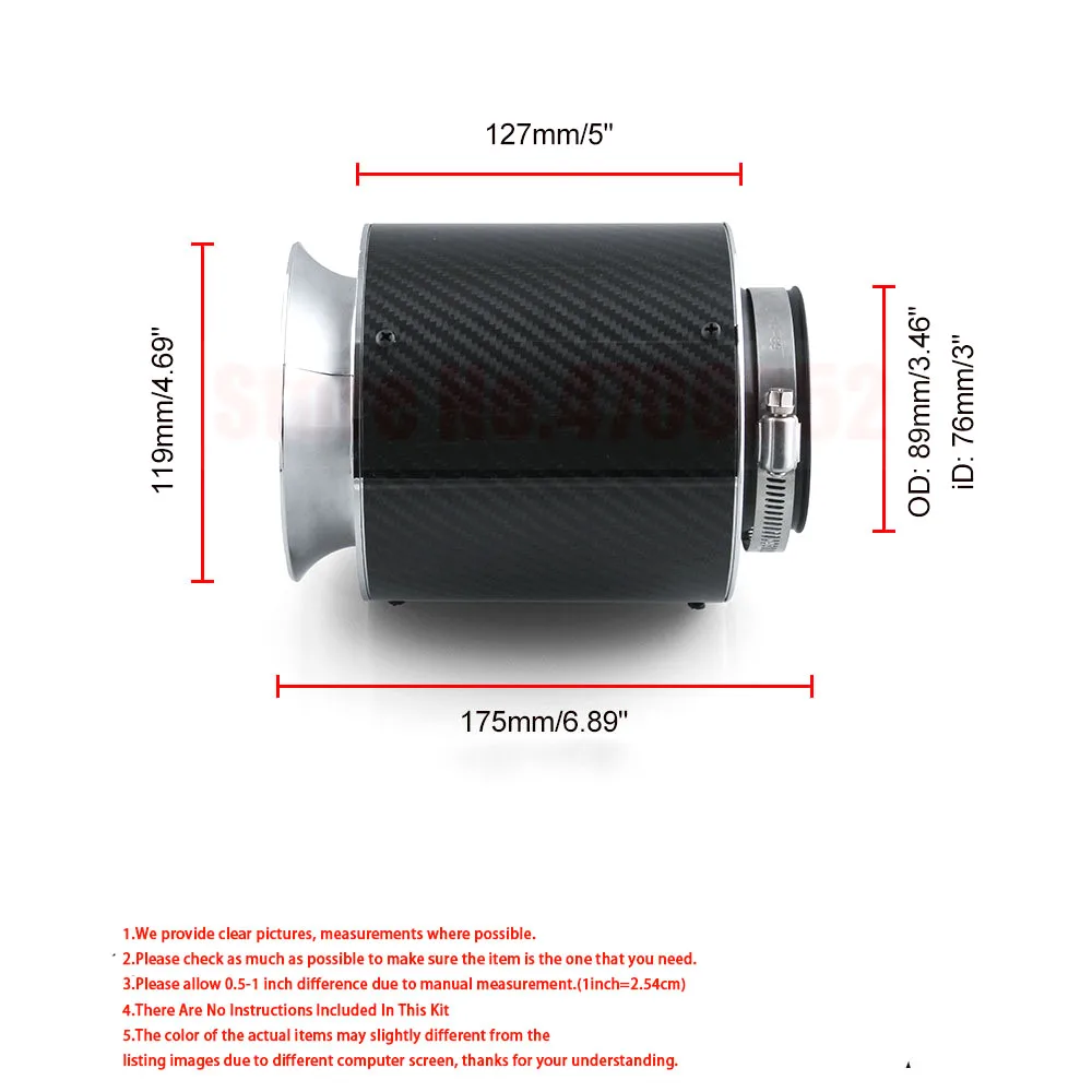 Воздушный фильтр 3 дюймов Универсальный нагнетатель капот воздухозаборник Карро