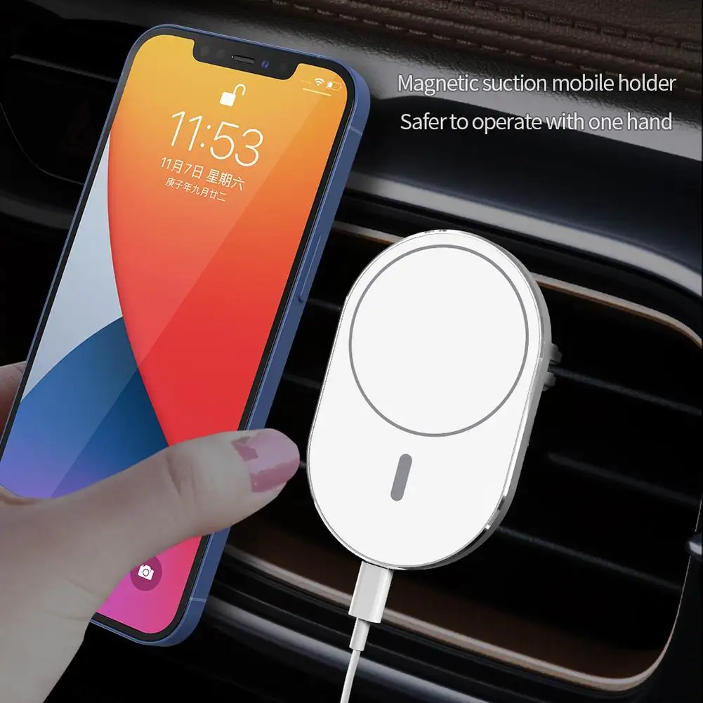 

Magnetic Car Mount 15W/10W/7.5W/5W Wireless Car Phone Charger with Mag-Safe Charging Case for iPhone 12 Series