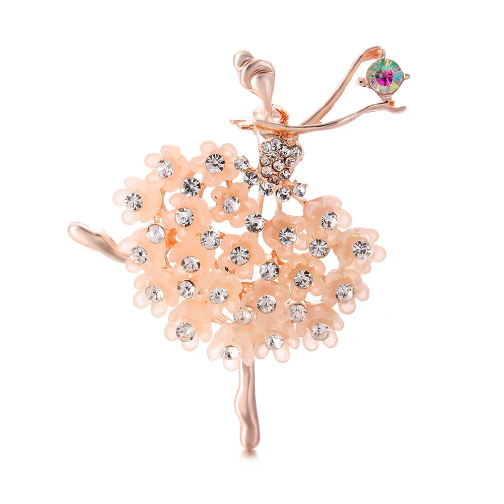 

Trendy Gymnastics Girl Flower Dancer Crystal Brooches for Women Cute Pin Bijouterie High Quality Corsage Fashion Wedding Jewelry