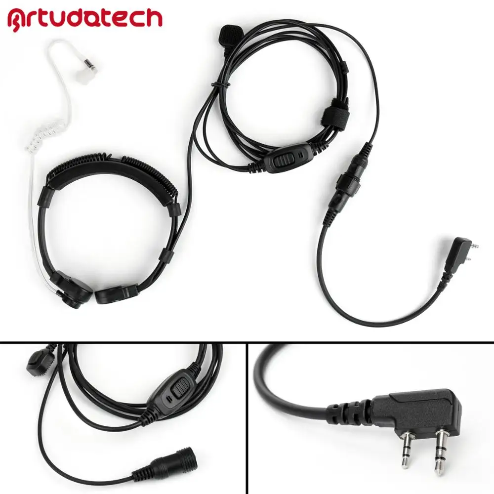 Artudatech 1 шт. 2 Pin горло микрофон скрытой акустической трубки PTT для Kenwood Baofeng