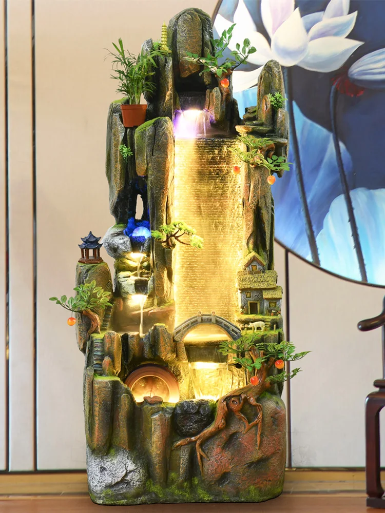 

Большая пасторальная искусственная Гора и фонтан, декоративная Ландшафтная водная занавеска, украшение для дома