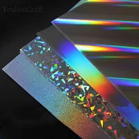 chzimade 5pcs hot stamping foil reflective flash cardboard paper rainbow diy glossy decorative paper laser cardboard crafts