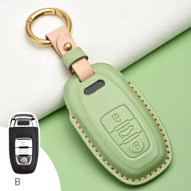 

Leather Car Remote Key Case Cover For Audi A1 A2 A3 A4 A5 A6 A7 A8 Quattro Q3 Q5 Q7 2009 2010-2016 Auto Accessories Key Cover