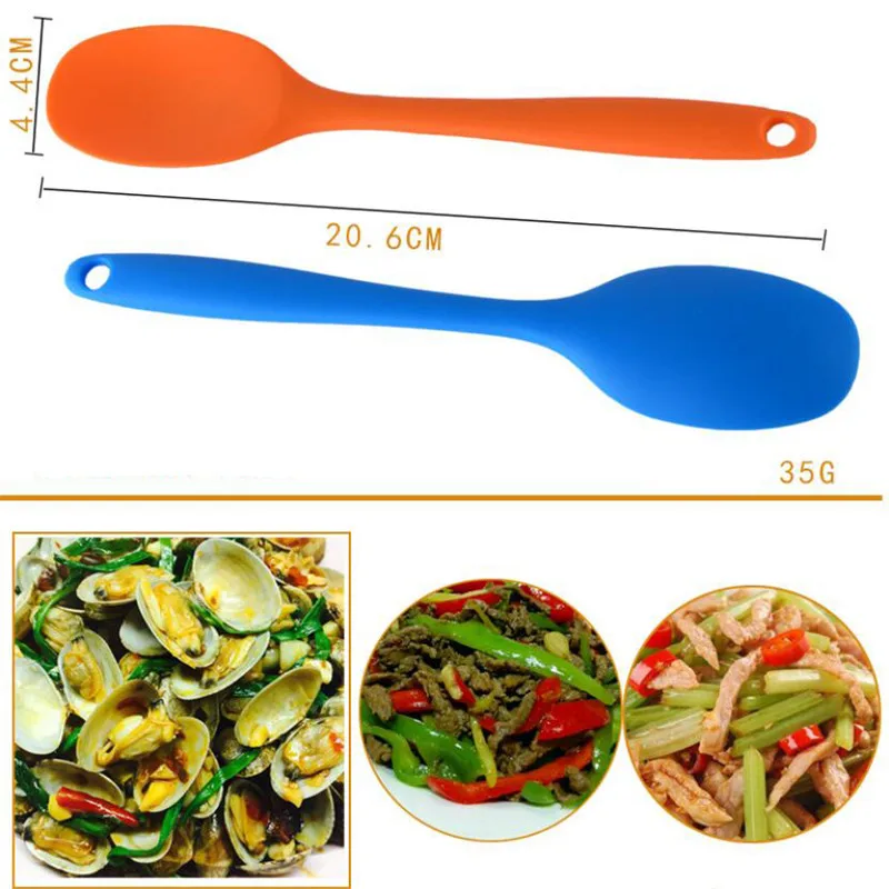 

Cake Butter Spatula Silicone Spoon Mixing Spoons Long-handled Cooking Utensils Tableware Kitchen Soup Spoons Mixer Kitchen Tools