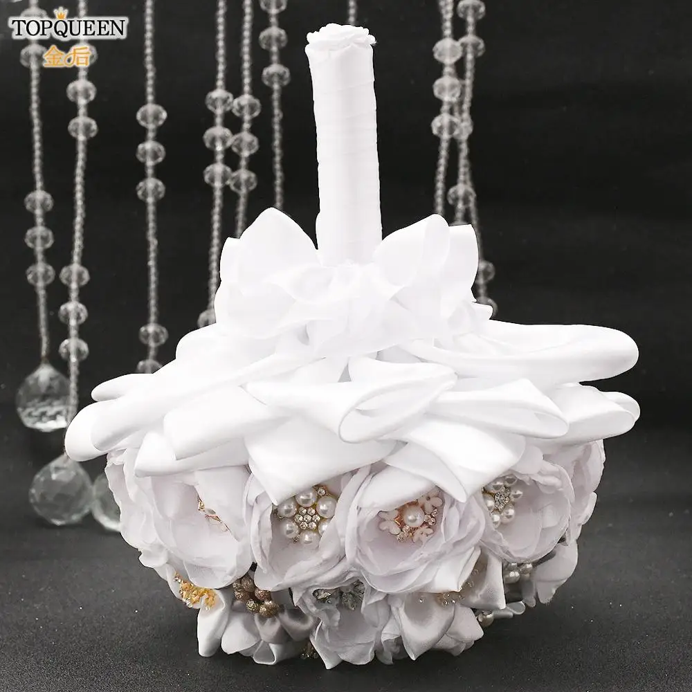 TOPQUEEN SF8 роскошный свадебный букет белые свадебные цветы искусственный невесты