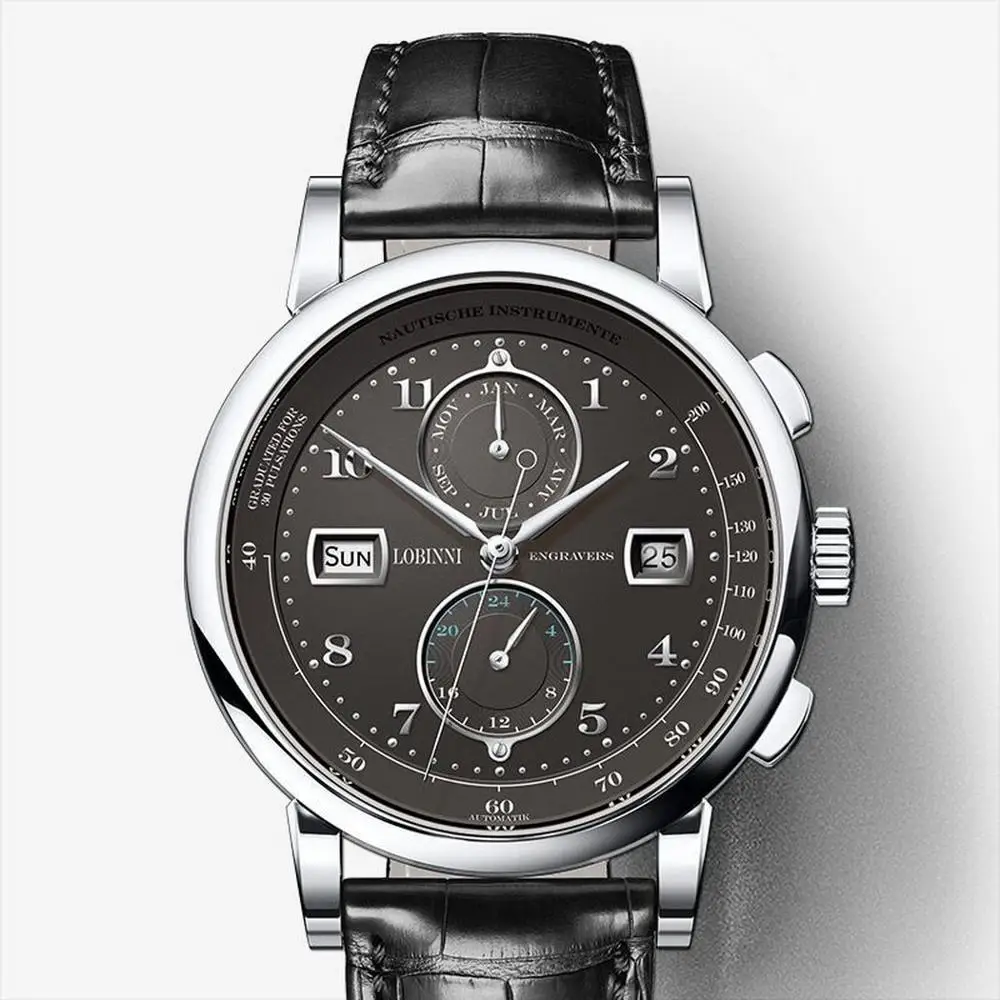 wrist watch p2 Мужские часы, мужские часы от лидирующего бренда, Роскошные Водонепроницаемые часы LOBINNI с кожаным ремешком, Мужские автоматические механические наручные часы, reloj hombre - Цвет: wrist watch p2