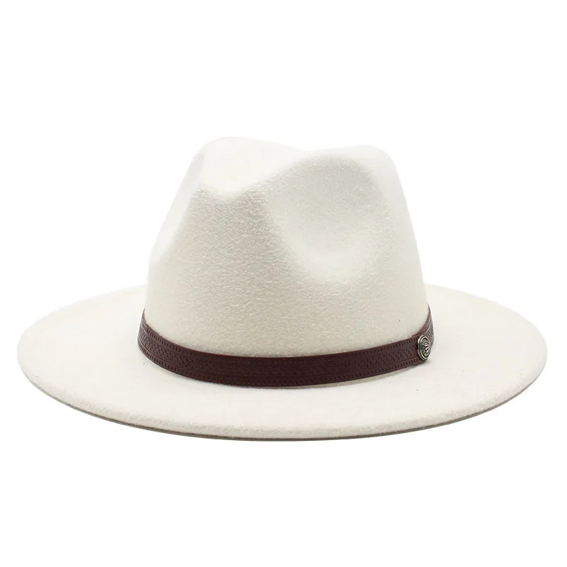 

New Panama Wool Felt Fedora Hats with Ribbon Decoration Fashion Flat Brim Jazz Formal Top Hat Bowler Hat Derby for Men Women