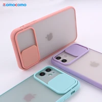 sliding camera lens protection matte transparent candy color cover shell phone case for iphone 11 12 pro max mini xs xr x 7 8p
