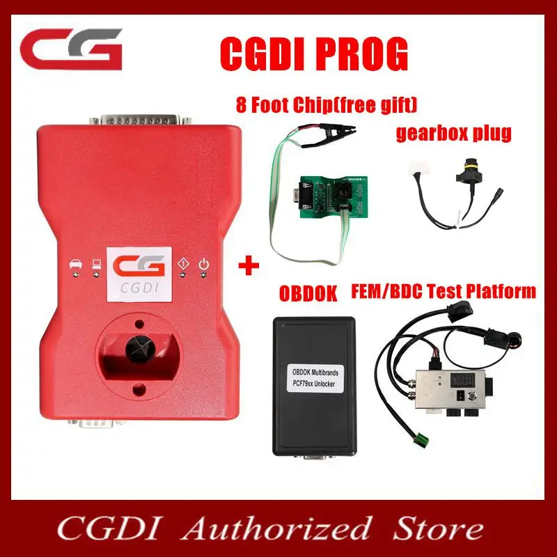 

CGDI Prog For BMW Auto key programmer+OBDOK Multibrands PCF79XX+8 Foot chip+FEM/BDC TEST PLATFORM+Gearbox plug for BMW