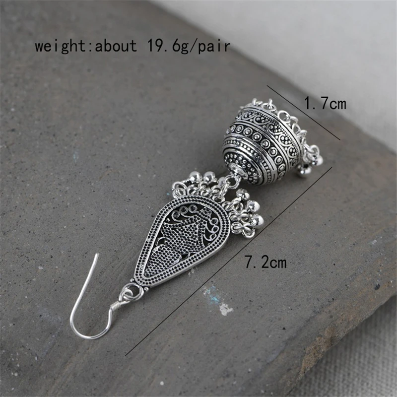 

GAGAFEEL S925 Sterling Silver Beads Tassel Long Earrings Vintage Wind Chime Dangle Earring Charm Jewelry Exaggerated Earrings