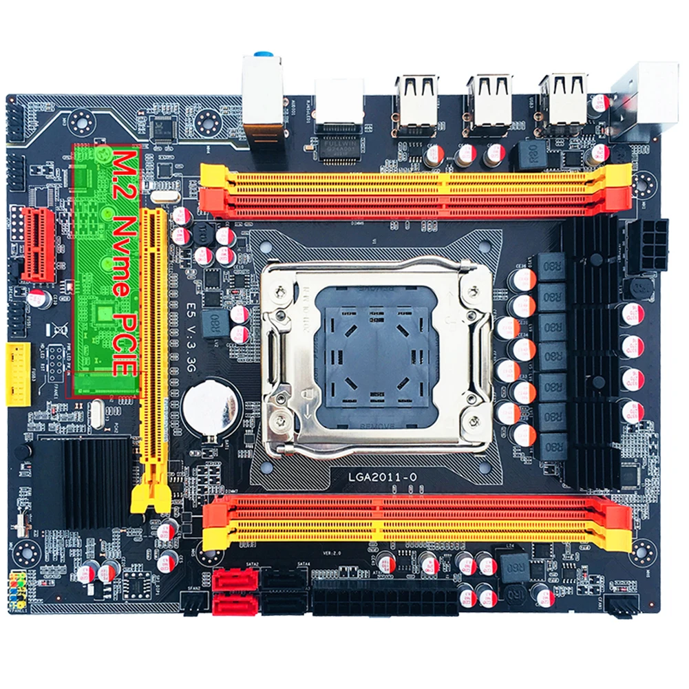 Материнская плата X79 M.2 для чипсета LGA2011 USB2.0 2-канальная DDR3 64 Гб ОЗУ PCI-E NVME SSD