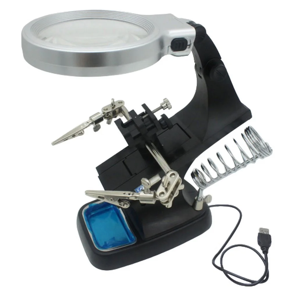 

Welding Magnifying Glass 7023B-LED Light USB Charging Repair Light Adjustable Alligator Clip 360 Degree Rotation Repair Tool