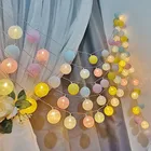 Светодиодная гирлянда с хлопковыми шариками, уличная Рождественская лампа-лента для свадьбы, вечеринки, праздника, торгового центра, спальни, декоративный ночник, 6 см
