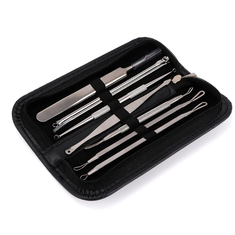 8 шт набор для удаления угрей акне иглы от прыщей черных точек чистки пор комплект