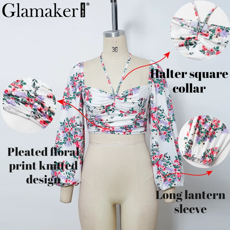 Женская плиссированная блузка Glamaker праздничный топ с рукавами фонариками и