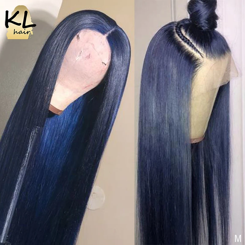 Парики из человеческих волос синие красные цветные прямые бразильские